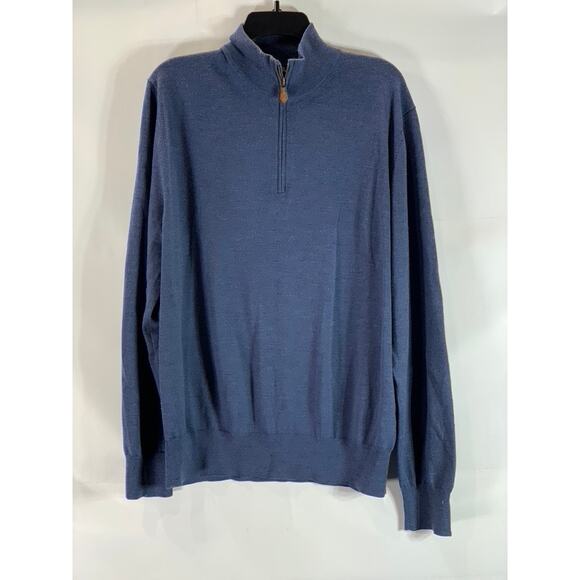 Brooks Brothers Other - BROOKS BROTHERS Men's Blue Quarter-Zip Saxxon Wool Pullover Sweater SZ XL